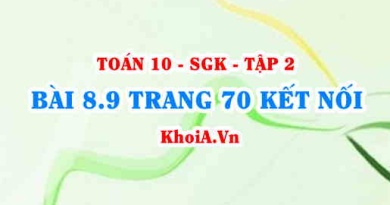 Bài 8.9 trang 70 Toán 10 Kết nối tri thức Tập 2